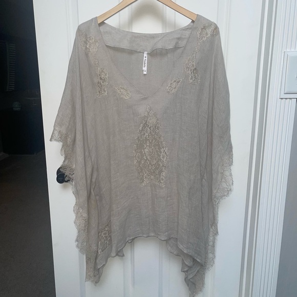 FLORABELLA Tivoli Short 100% Linen Gauze Tunic {$337} SKU# Tivoli-Sht-White Tan - Picture 3 of 9